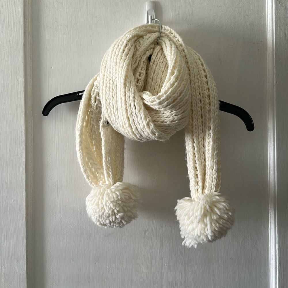 Abercrombie & Fitch Wool Blend Crochet Pompom Scarf